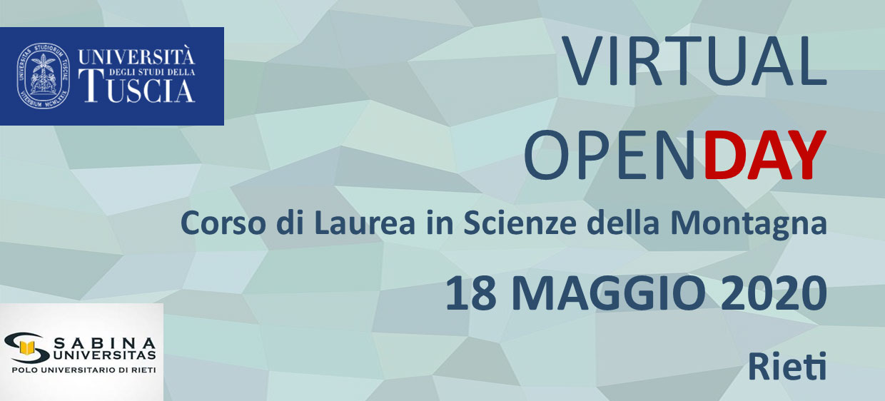 VIRTUAL OPENDAY | Corso di Laurea in Scienze della Montagna • Rieti, 18 MAGGIO 2020