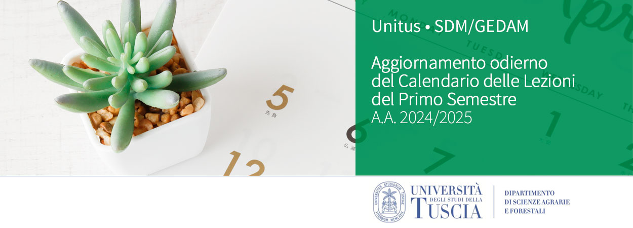 Unitus • SDM/GEDAM | Aggiornamento odierno Calendario Lezioni Primo Semestre • A.A. 2024/2025