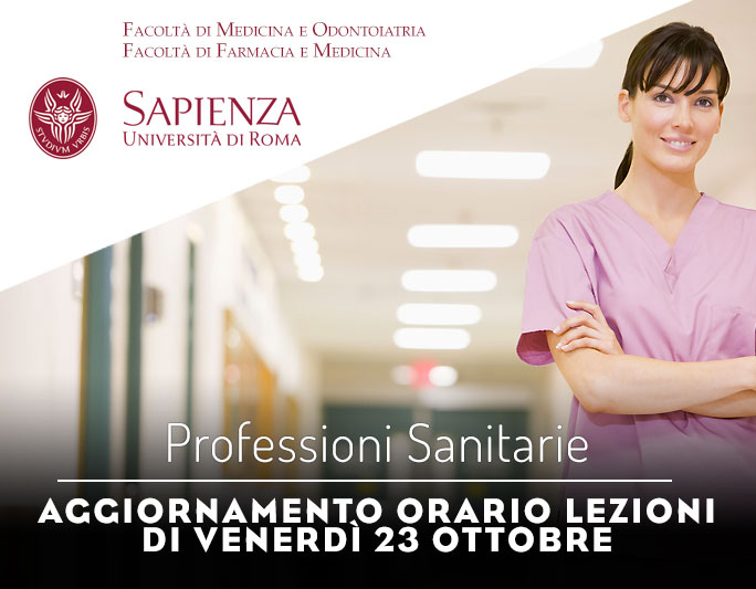 Professioni Sanitarie: aggiornamento orario lezioni di venerdì 23 ottobre