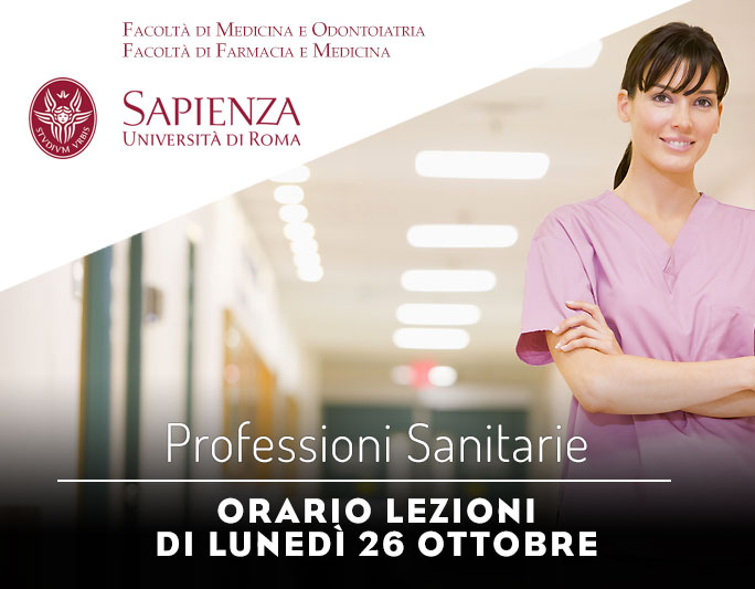 Professioni Sanitarie: orario lezioni di lunedì 26 ottobre