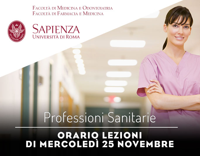 Professioni Sanitarie: orario lezioni di mercoledì 25 novembre