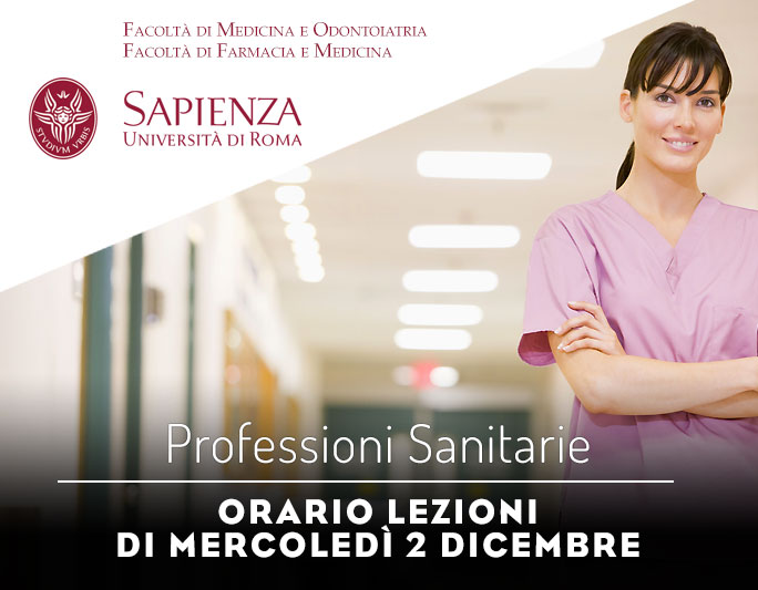 Professioni Sanitarie: orario lezioni di mercoledì 2 dicembre