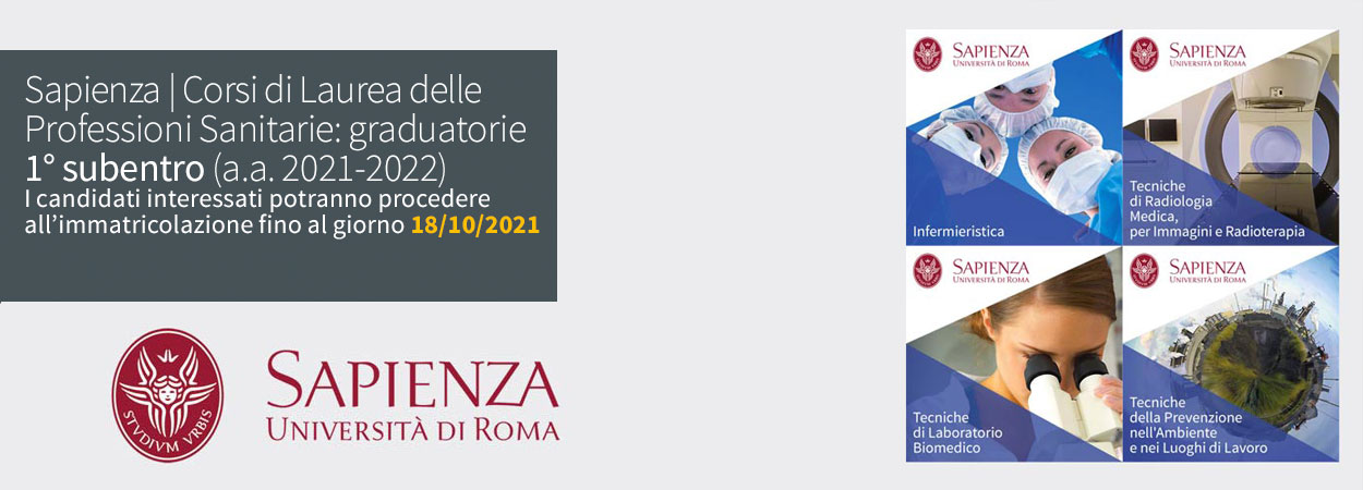 Prova di ammissione con selezione locale ai corsi di laurea delle Professioni Sanitarie | Graduatorie 1° subentro (a.a. 2021-2022)