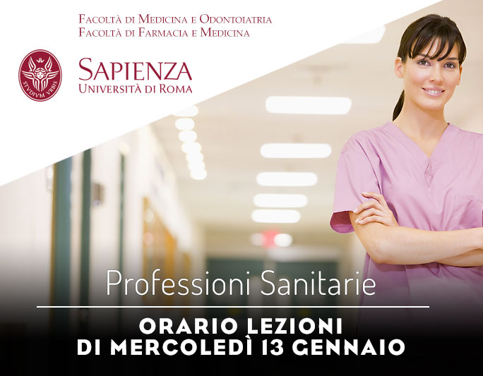 Professioni Sanitarie: orario lezioni di mercoledì 13 gennaio