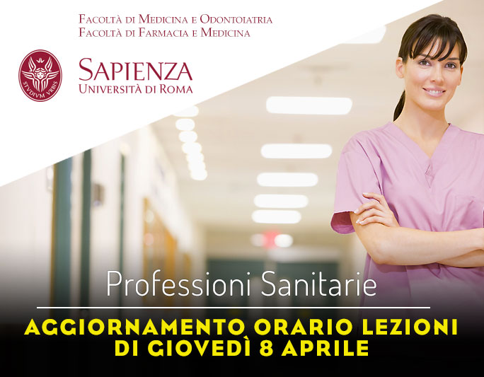 Professioni Sanitarie: orario lezioni di giovedì 8 aprile