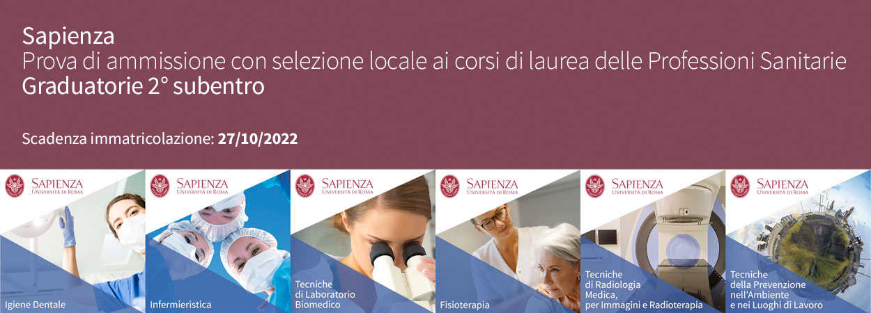 Prova di ammissione con selezione locale ai corsi di laurea delle Professioni Sanitarie | Graduatorie 2° subentro