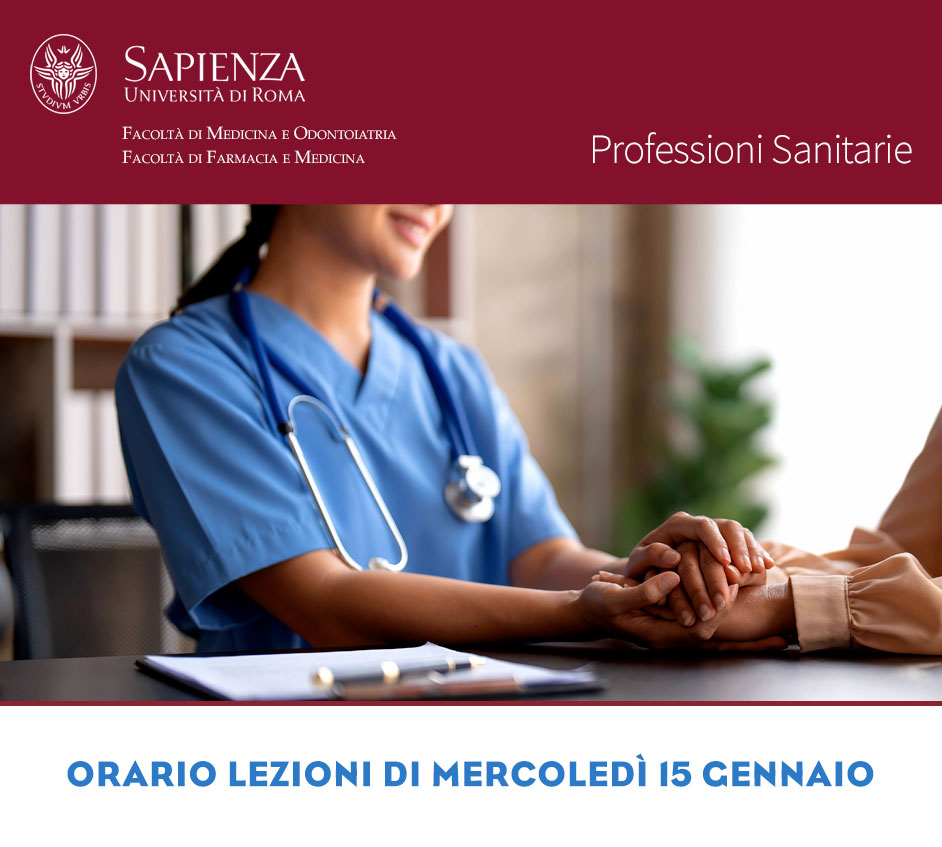 Professioni Sanitarie: orario lezioni di mercoledì 15 gennaio