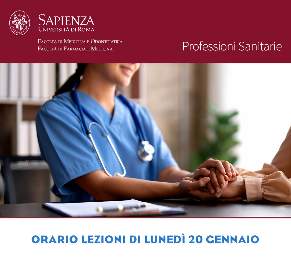 Professioni Sanitarie: orario lezioni di lunedì 20 gennaio