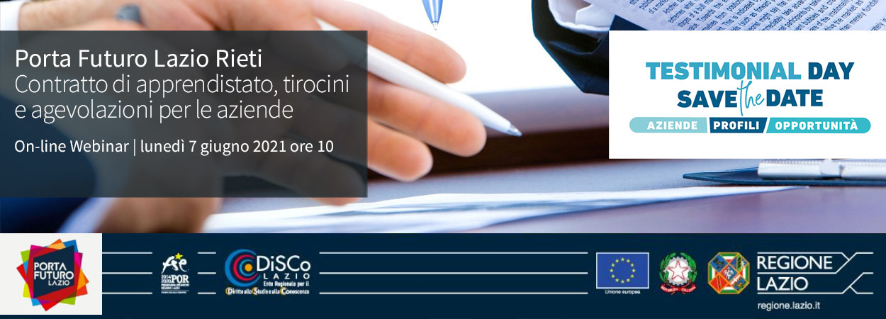 Porta Futuro Lazio Rieti | Webinar su contratto di apprendistato, tirocini e agevolazioni per le aziende
