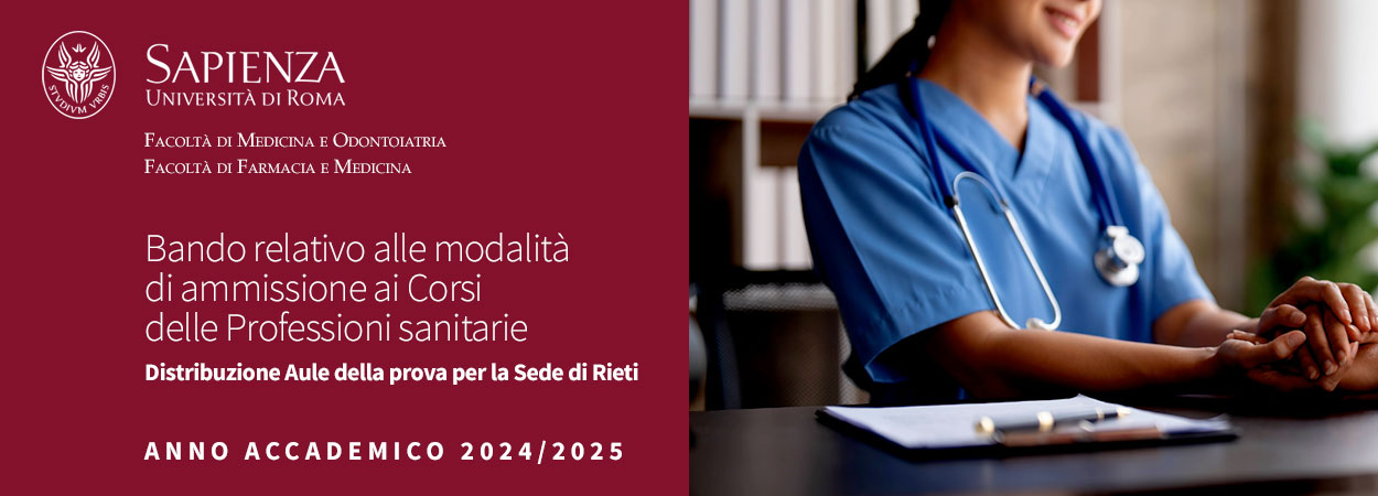 Sapienza | Bando relativo alle modalità di ammissione ai Corsi delle Professioni sanitarie - Distribuzione Aule della prova per la Sede di Rieti