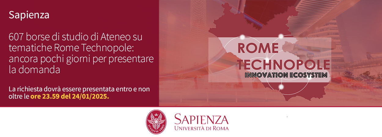 Sapienza | 607 borse di studio di Ateneo su tematiche Rome Technopole: ancora pochi giorni per presentare la domanda