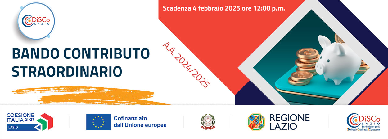 DiSCo Lazio | Bando straordinario per il sostegno allo studio universitario a.a. 2024/2025